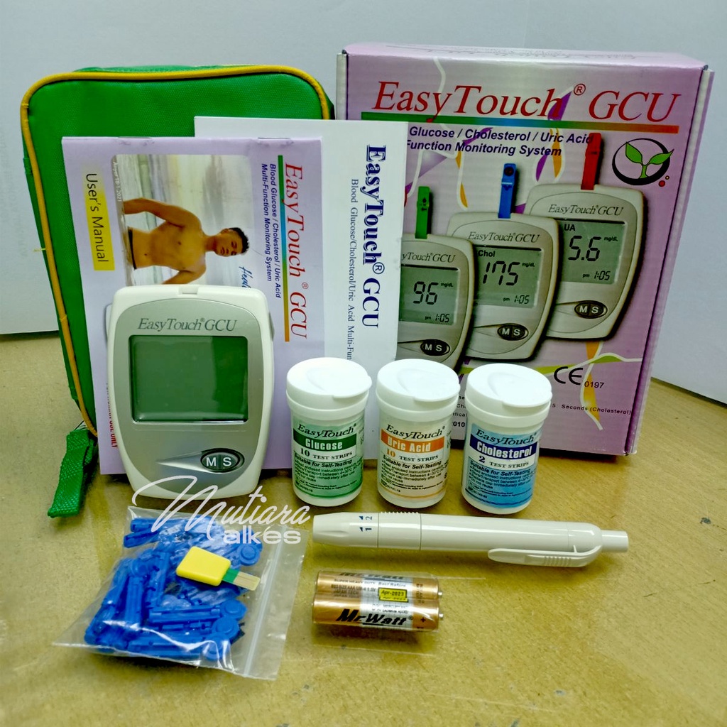 (MUTIARA ALKES) GRATIS ONGKIR XTRA - Alat Easy Touch GCU 3in1 ( Cek Gula Darah, Asam Urat, Kolesterol )