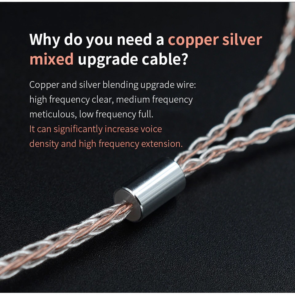 Kabel Upgrade KZ Cable Copper Silver Blending Upgrade Cable - Pin A / B / MMCX