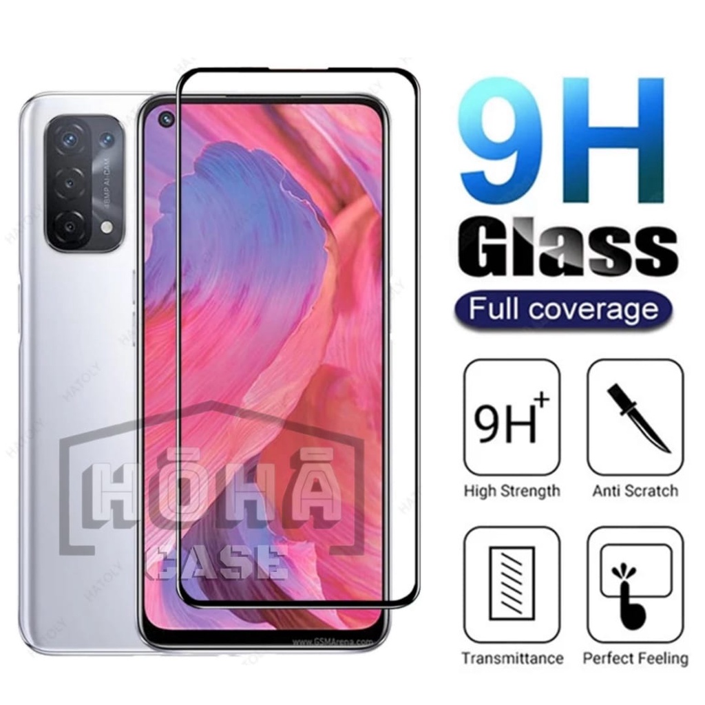 Tempered Glass Full Layar OPPO A74 5G Screen Guard Protector Antigores List warna TG