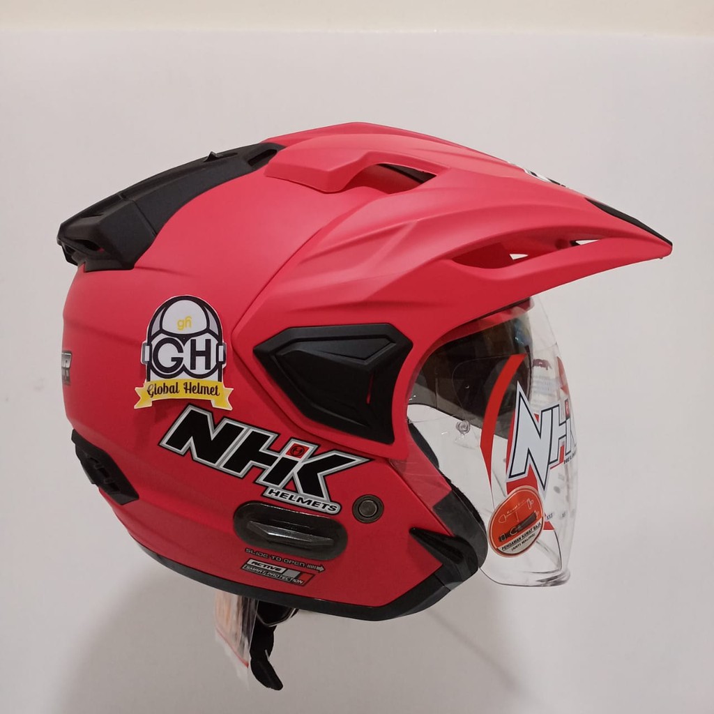 HELM HALF FACE NHK PREDATOR CRYPTON SOLID PINK MAGENTA DOFF DOUBLE VISOR