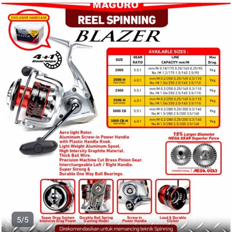 reel maguro blazer type h high speed pilihan 2000 2500 3000