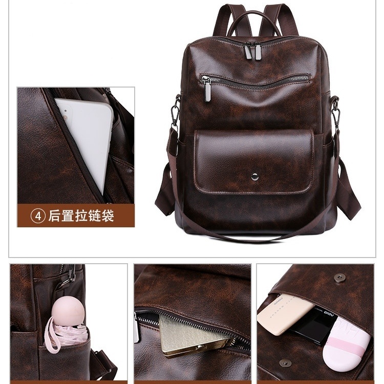 TAS RANSEL WANITA IMPORT KULIT COKLAT ANDREA TA489B7 BACKPACK CEWEK PREMIUM BESAR KOREA GENDONG PUNGGUNG SEKOLAH KULIAH KERJA BATAM BRANDED REMAJA MURAH