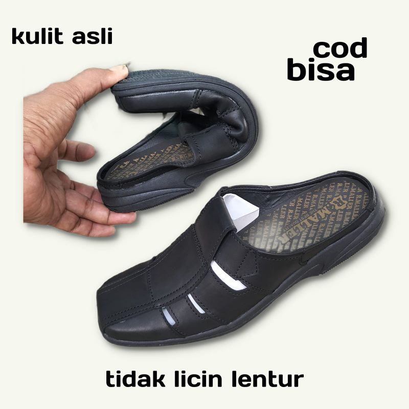 Sandal sepatu pria/selop kulit asli/sepatu sandal kulit/sandal bustong/sandal kasual/sandal slip on