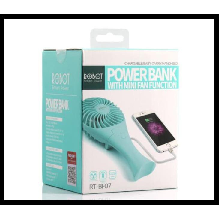 ROBOT KIPAS ANGIN MINI POWER BANK RT-BF07 2000MAH PORTABLE MINI FAN - MERAH MUDA