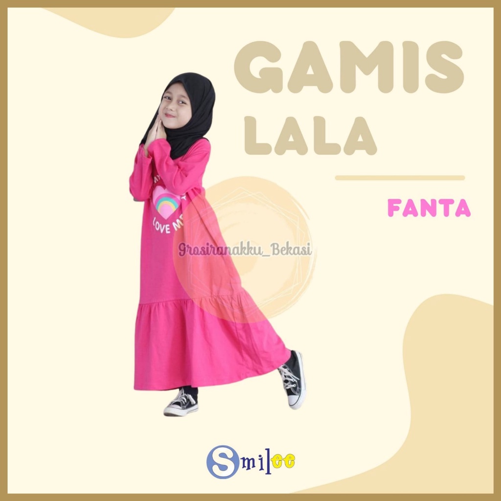 Gamis Kaos Anak Lala Warna Fanta Size 2-8Tahun Free Masker