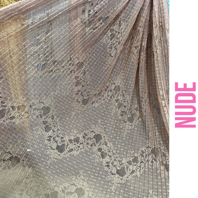 Tille plisket motif lace broklat chantily plisket