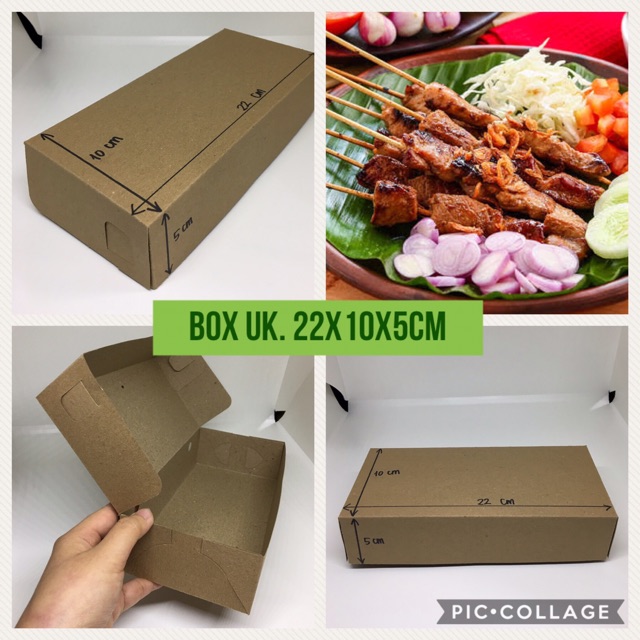 Box uk. 22x10x5cm Laminasi untuk Sate / Brownies / Kue Lapis / Pia / Mochi B 11