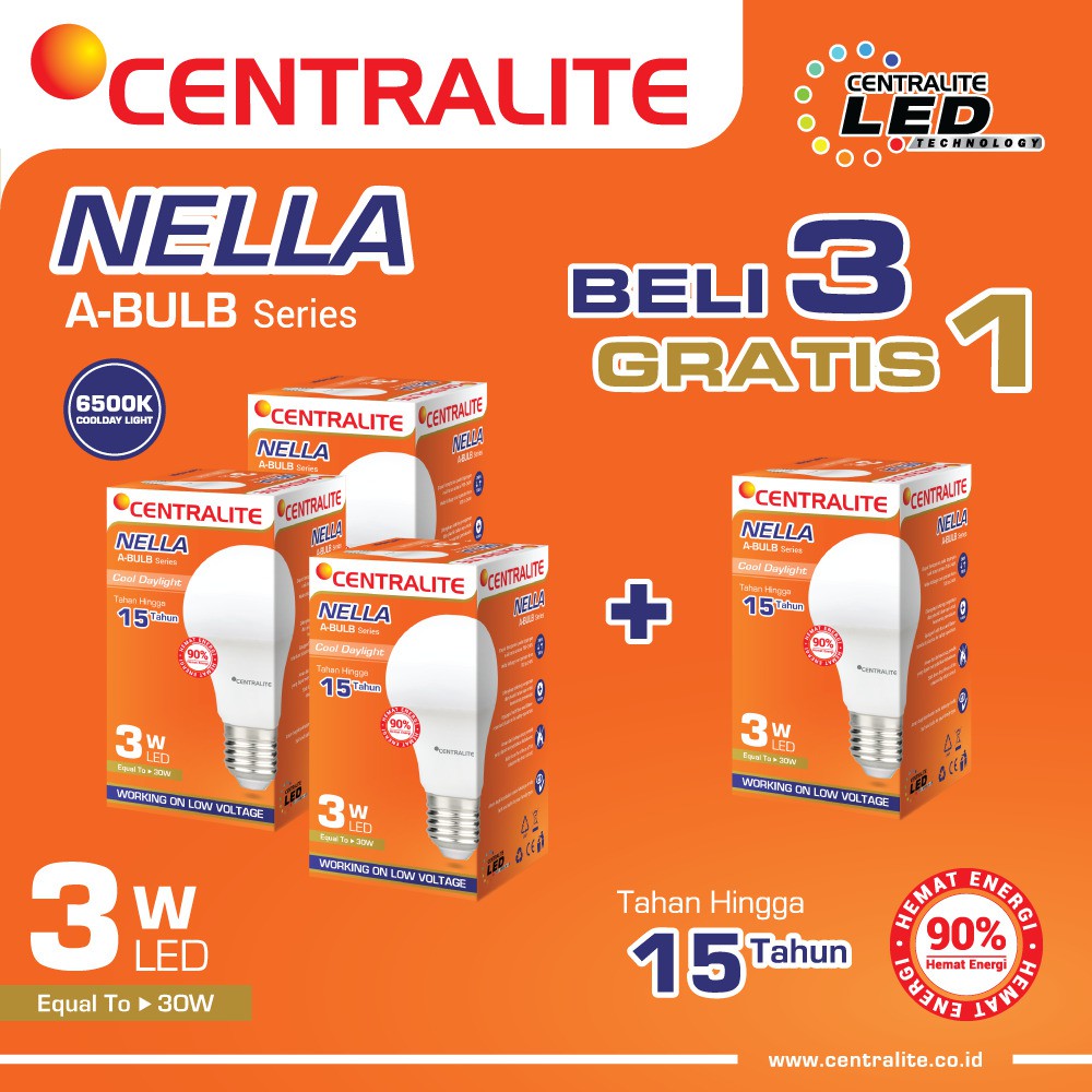 Paket 3W CD Putih Isi 4 Pcs CTL Nella Lampu Led Bulb Classic 3W CD Putih / Paket Bundling Lampu Led