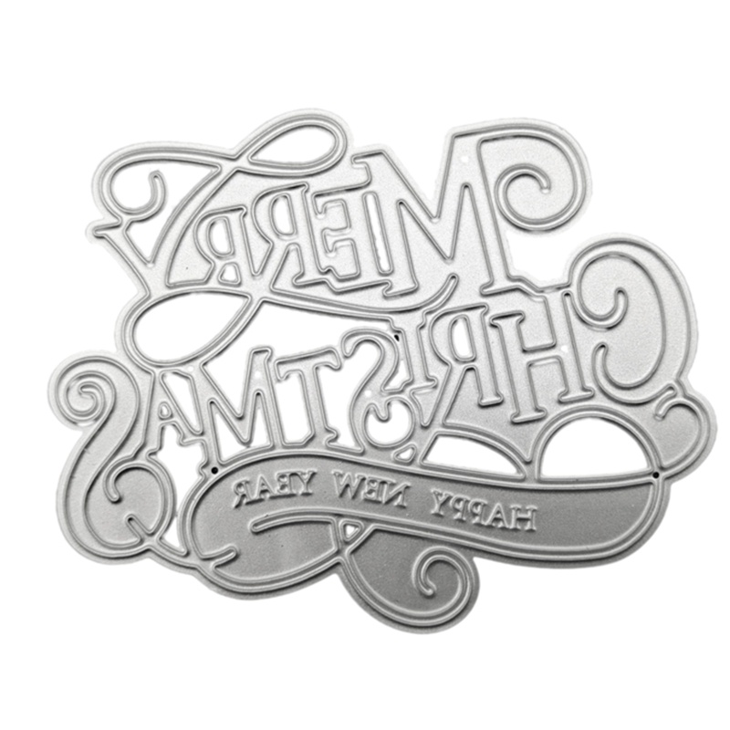 Zzz Cetakan Stensil Cutting Dies Motif Merry Christmas / Tahun Baru Untuk Scrapbook / Craft DIY