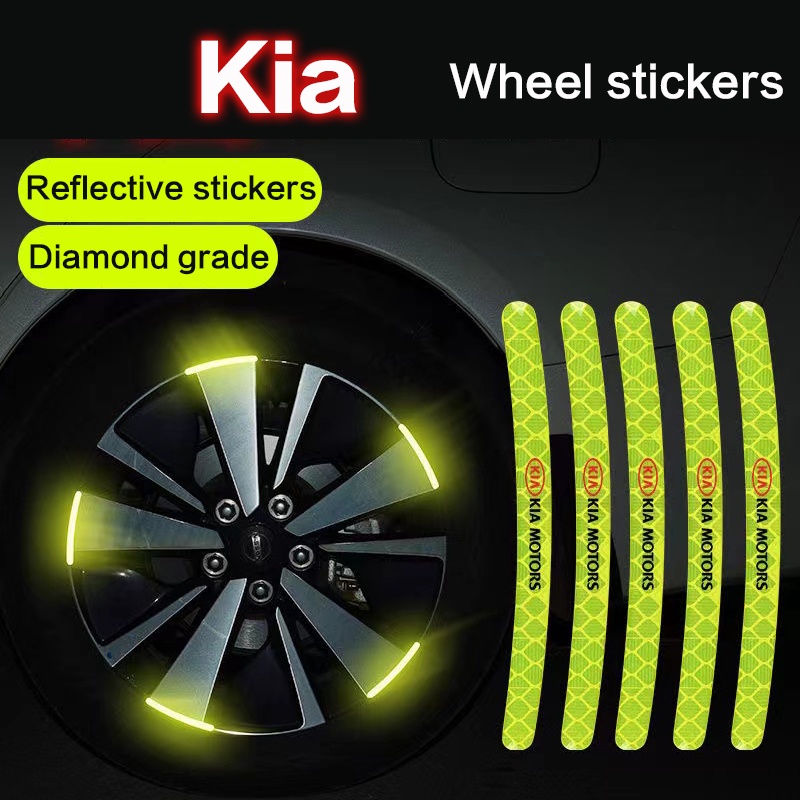 20Pcs Kia stiker peringatan stiker reflektif roda mobil untuk RIO K5 k3 K2 Picanto Rio Soren Sportage Sorento KX3 KX5 K3S