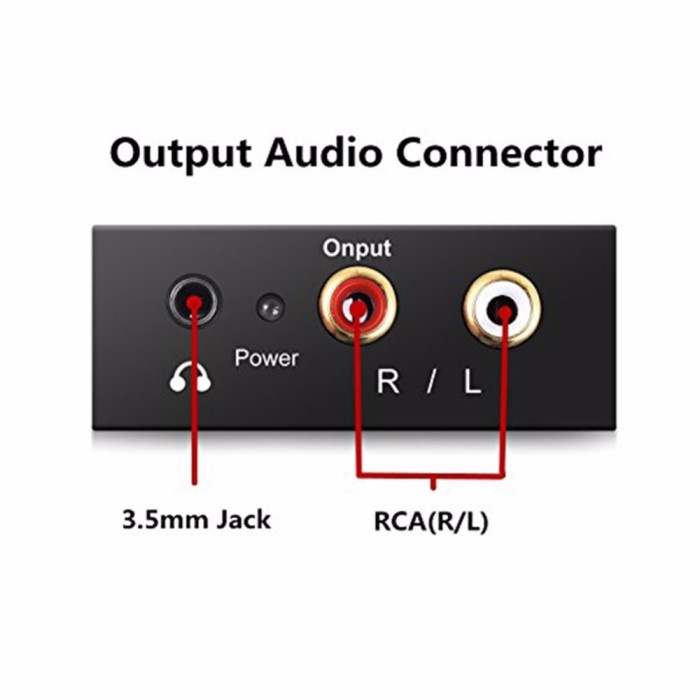 Konverter Audio Digital Coaxial Toslink ke Analog 3.5mm AUX RCA R/L