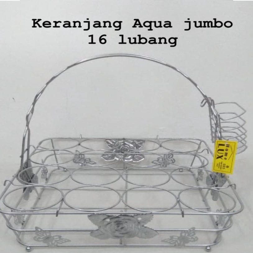 keranjang kotak rak Aqua gelas Stainless 16 slot dan 10 slot plastik Multifungsi Rak Teh Kotak Keranjang Aqua Stainless