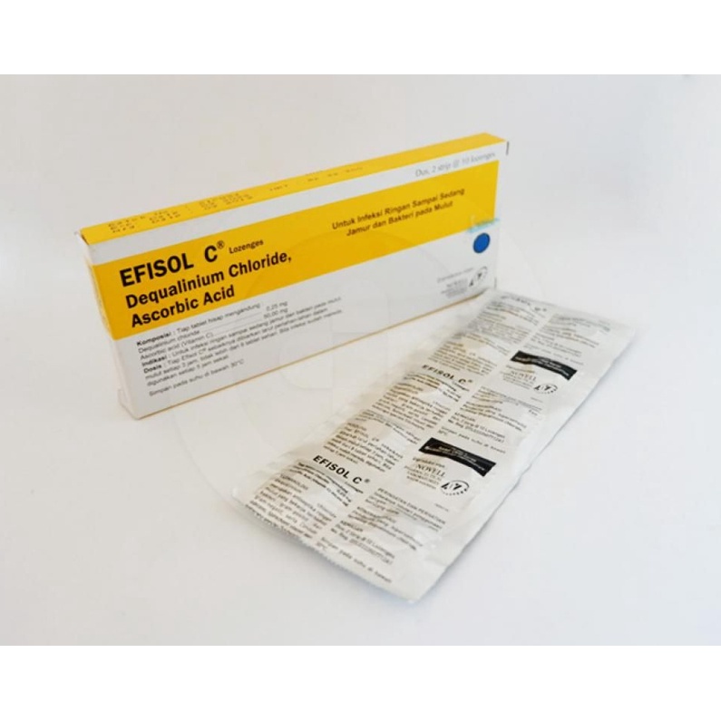 EFISOL C Lozenges Box 20 Tablet Hisap - Obat Antiseptik Infeksi Sakit Tenggorokan Strip 10 Tab