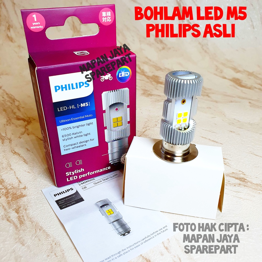 LAMPU LED MOTOR PHILIPS M5 H6 DC KAKI1 6500K PUTIH ORIGINAL BEAT VARIO SCOOPY MIO CBR JUPITER SUPRA