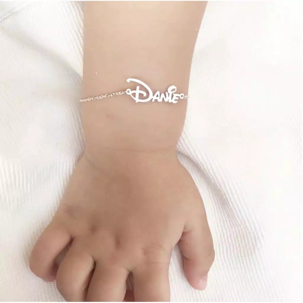 Gelang Nama Anak dan Dewasa Logam kuningan lapis Emas 24k #GN01