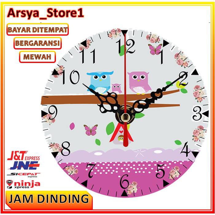 JAM MEJA UNIK KAYU VINTAGE UNTUK KADO MOTIF BURUNG HANTU OWL BIRD MINIMALIS KLASIK