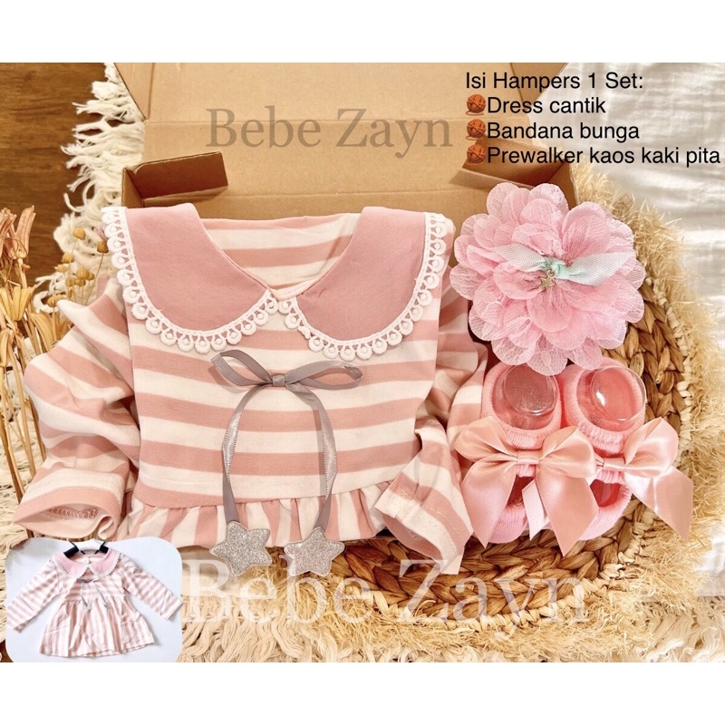 {BEBE ZAYN} Hampers baby/ hampers bayi/ baby gift/ kado bayi/ baby newborn/ Baby Girl/ Flowery Dress Set-Sweety Stars Pink