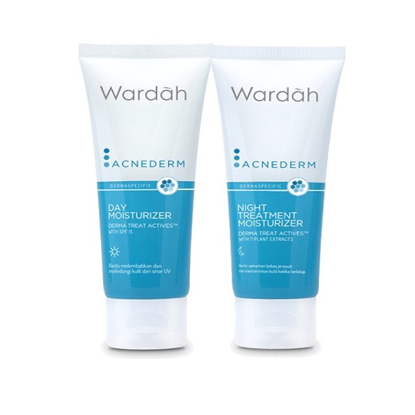 WARDAH ACNEDERM DAY & NIGHT TREATMENT MOISTURIZER 40ML BPOM / KRIM SIANG & MALAM