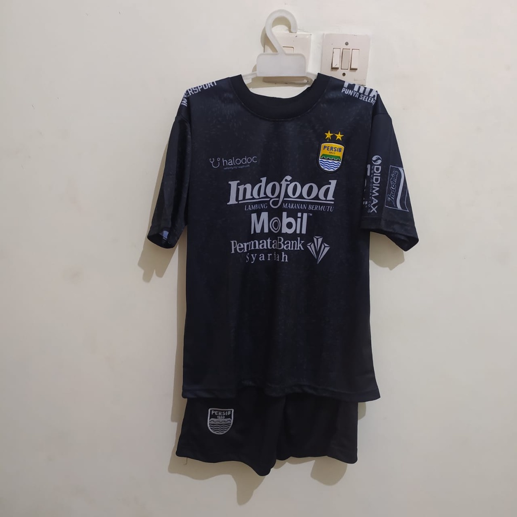 SETELAN ANAK Jersey kaos baju bola anak per-sib hitam premium print