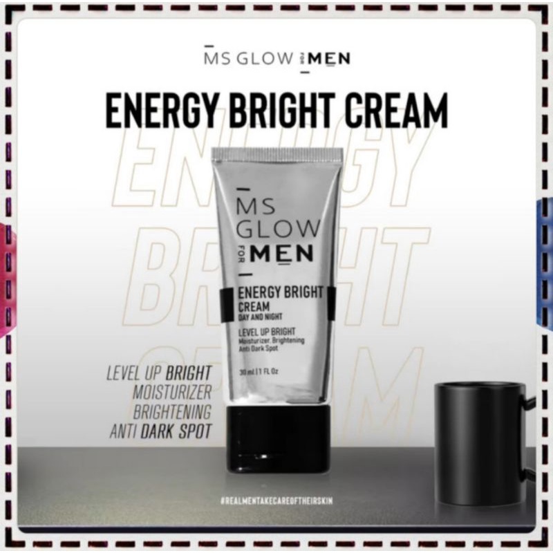[MSGLOW] Energi bright cream me glow men, skincare perawatan wajah pria