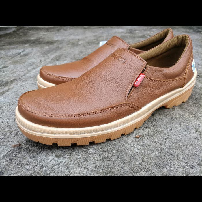 TERMURAH KICKERS SEPATU CASUAL PRIA SEPATU SLIP ON BAHAN KULIT ASLI 