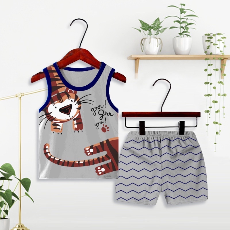 SETELAN ANAK COWOK SINGLET/TANGAN KARAKTER TIGER 6-12BULAN - 3 TAHUN