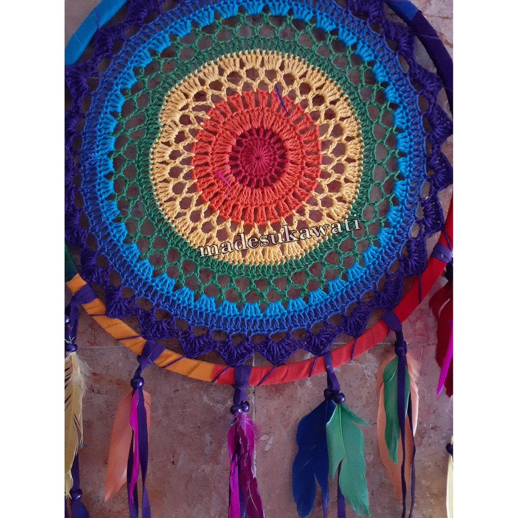 Dream catcher sulam jaring pelangi 82 cm