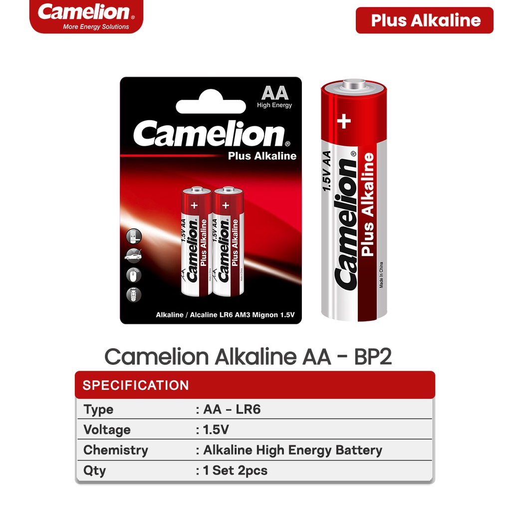 Camelion Baterai Alkaline Battery Batre Batere AA A2 Bp2 Isi 2 PCS