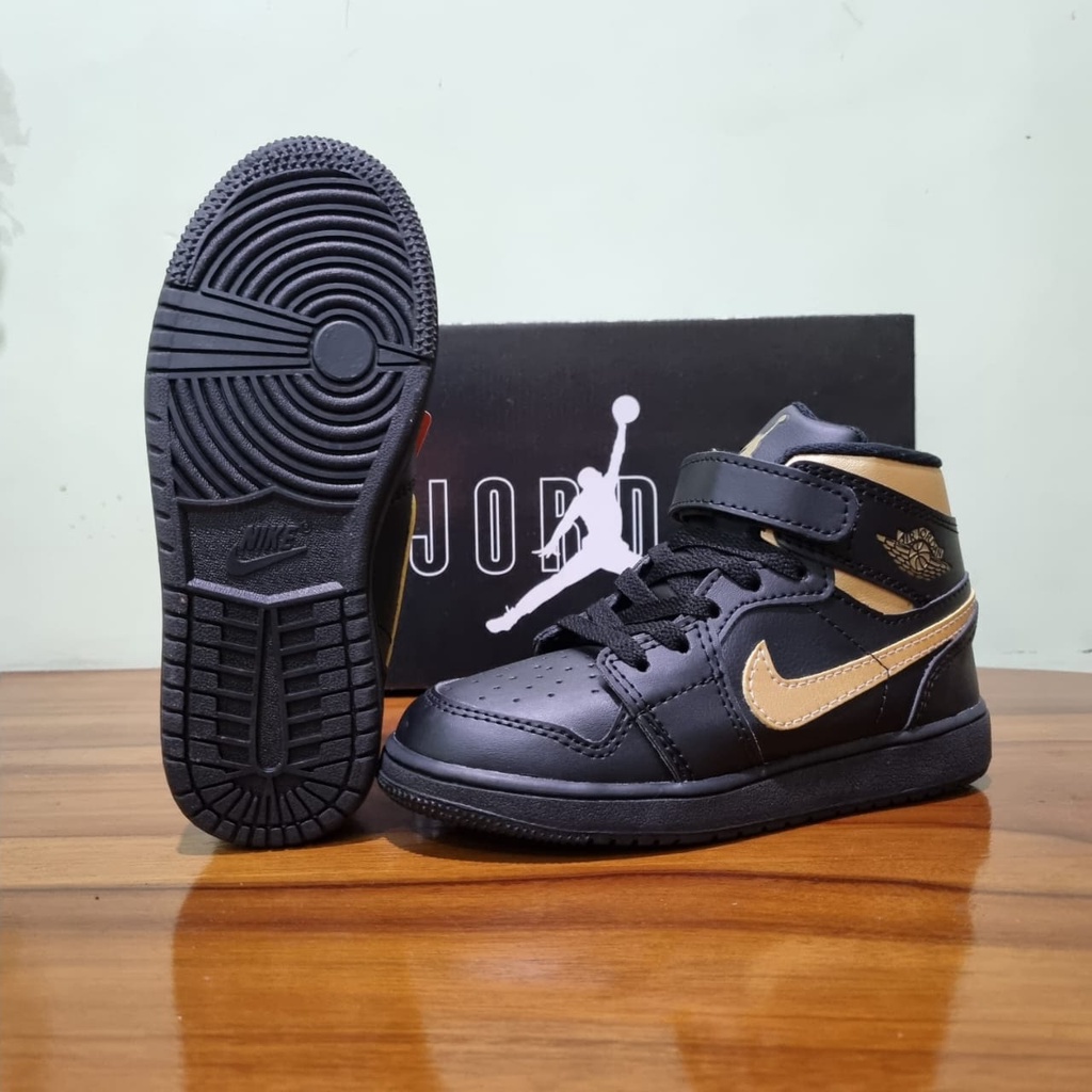 Sepatu boot anak cowok cewek balita laki perempuan warna hitam olahraga basket