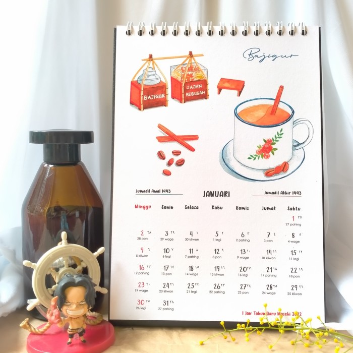 

READY Kalender Meja 2022 Ilustrasi Cat Air Minuman Indonesia MURAH