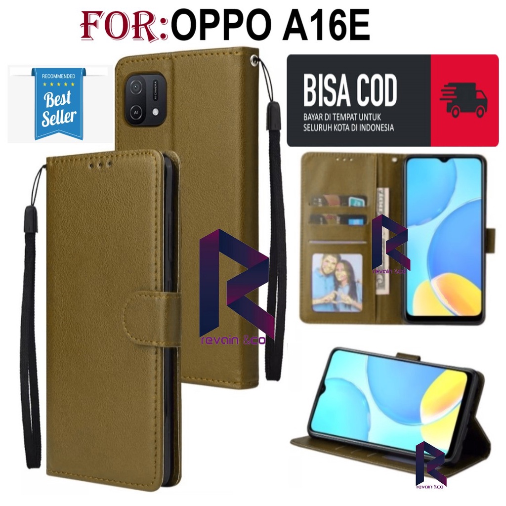 OPPO A16E CASING DOMPET FLIP WALLET LEATHER KULIT PREMIUM SARUNG BUKA TUTUP FLIP CASE OPPO A16E