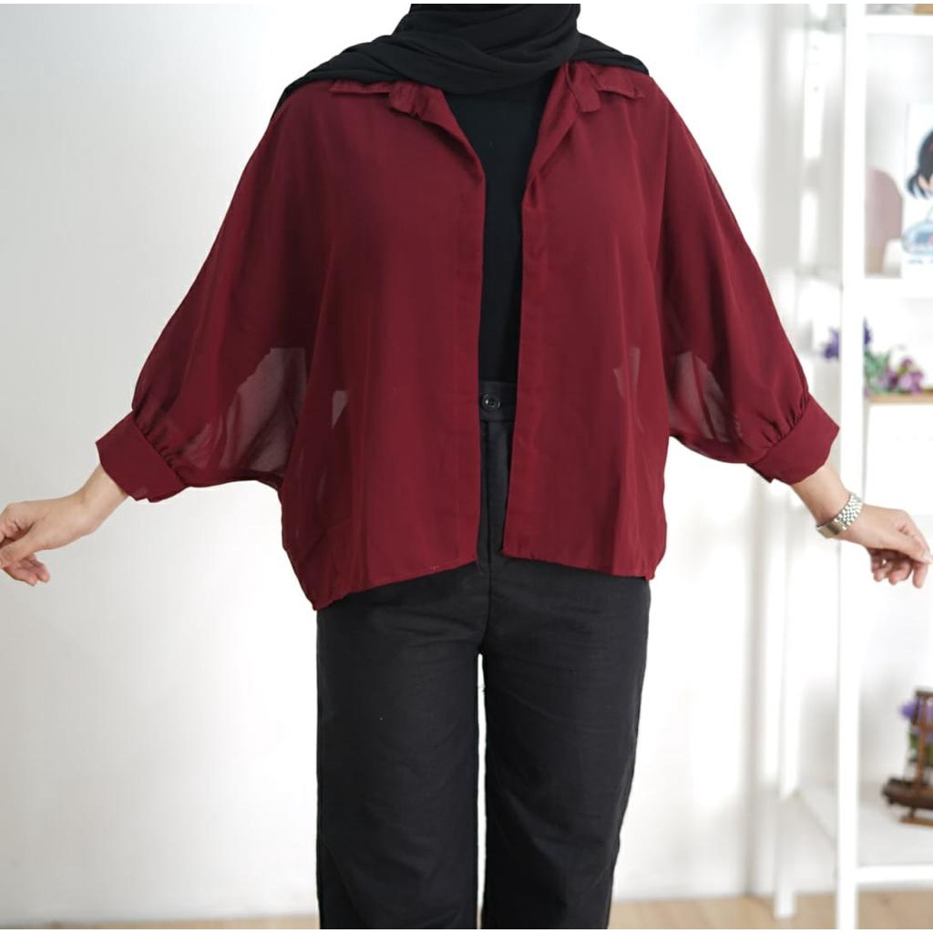 GFS AT FELECIA OVERSIZE SEETHROUGH OUTER-CERUTY MAROON