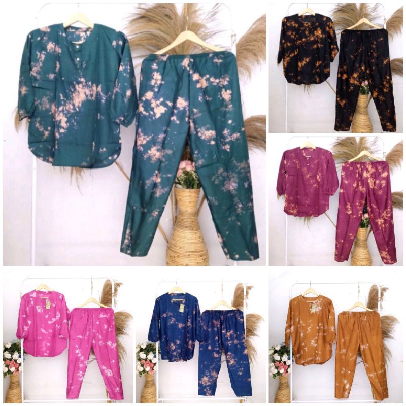 BABYDOLL TIE DYE DEWASA/REMAJA LENGAN PANJANG SETELAN PIYAMA/GOGO PANJANG TIE DYE size L