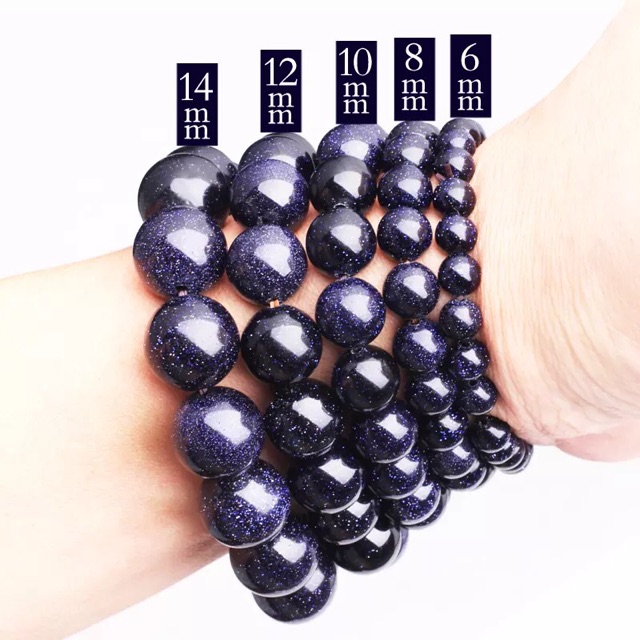 Natural Blue Sandstone Beads Bracelet Good Luck Couple Jewelry