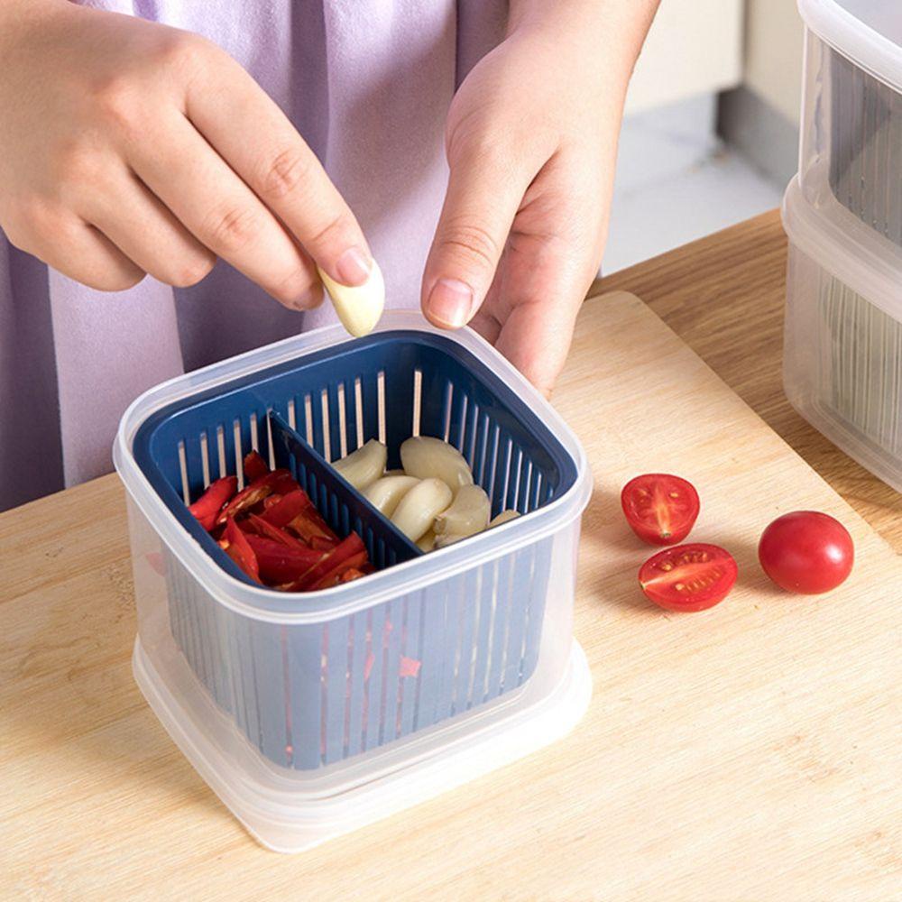 Patricia1 Fresh-Keeping Box Transparan Dengan Filter Jahe Bawang Putih Onion Kotak Penyimpanan Disegel Dapur Gadget Drain Basket