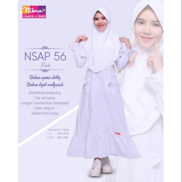 DISKON 20% GAMIS ANAK PUTIH NIBRAS NSAP 56