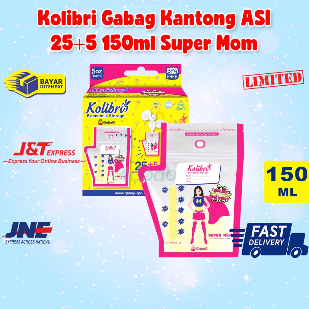 Kolibri Gabag Kantong ASI 25+5 150ml Super Mom - Kantong ASI