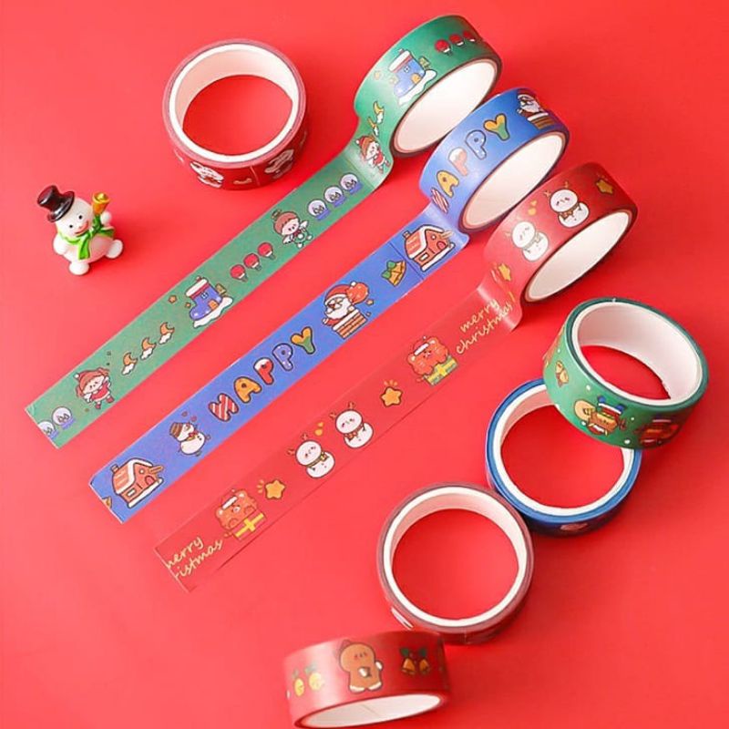 

Christmas Paper Washi Tape - Selotip Bertema Natal / Hampers Natal / Kado Natal Unik