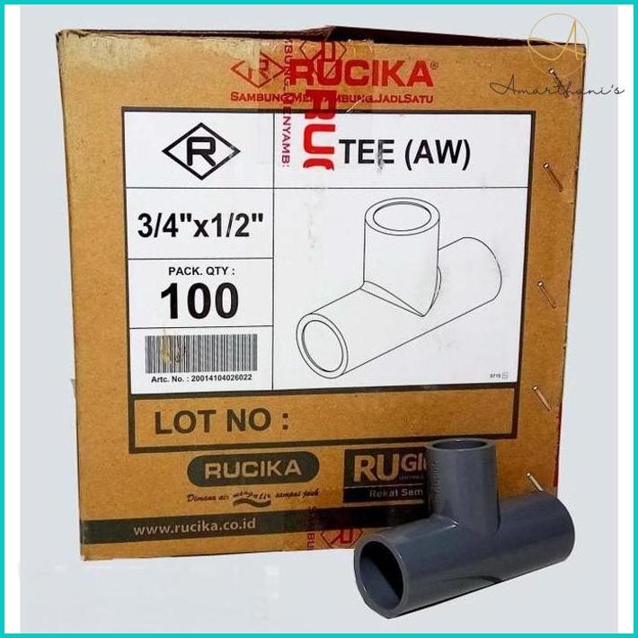 1Pc Tee Pvc 3/4" X 1/2 Ts Tebal Rucika Sambungan Pipa Baqul