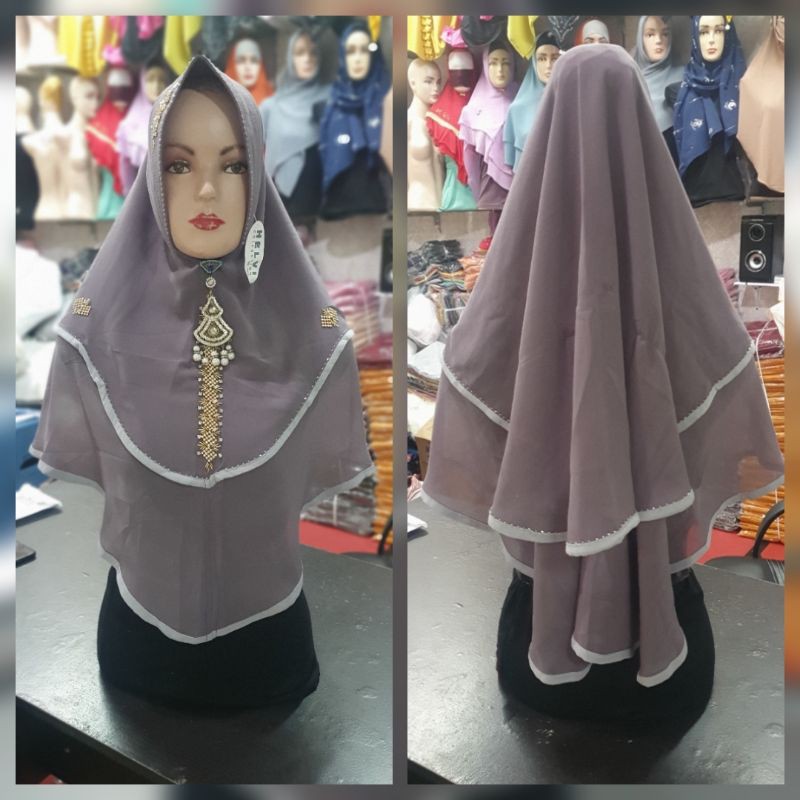 Hijab Payet List mini/jilbab ceruty/jilbab instan/bergo instan/jilbab sorong/hijab langsung pakai/be