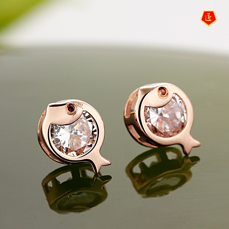 [Ready Stock]Women's 925 Silver Creative Fish-Shaped Stud Earrings