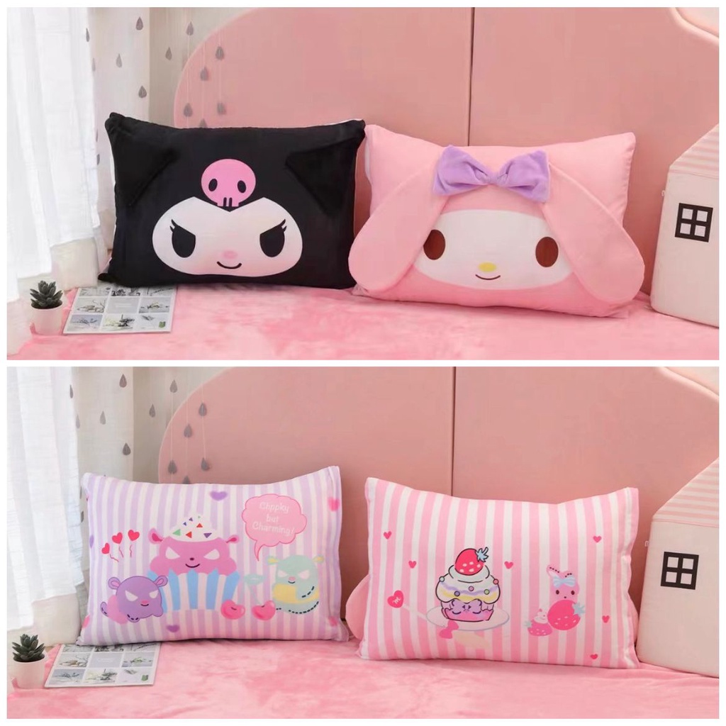 SARUNG BANTAL MELODY KUROMI HELLO KITTY CINNAMOROLL HANGYODON PILLOW COVER SPREI GULING LEMBUT