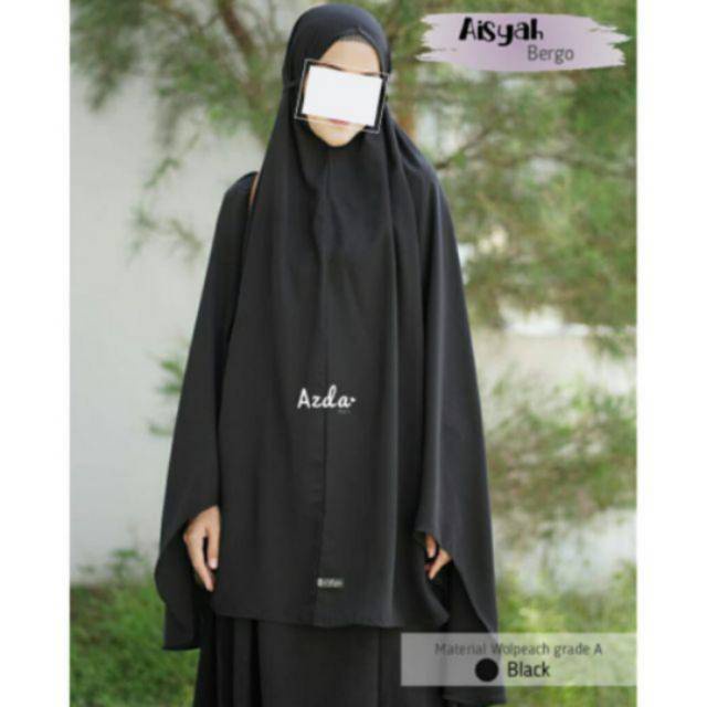 HIJAB BERGO SYRIA AZRIEL + CADAR NON PED KHIMAR INSTAN SUPER JUMBO WOLFIS PREMIUM-AZRIEL RANDOM