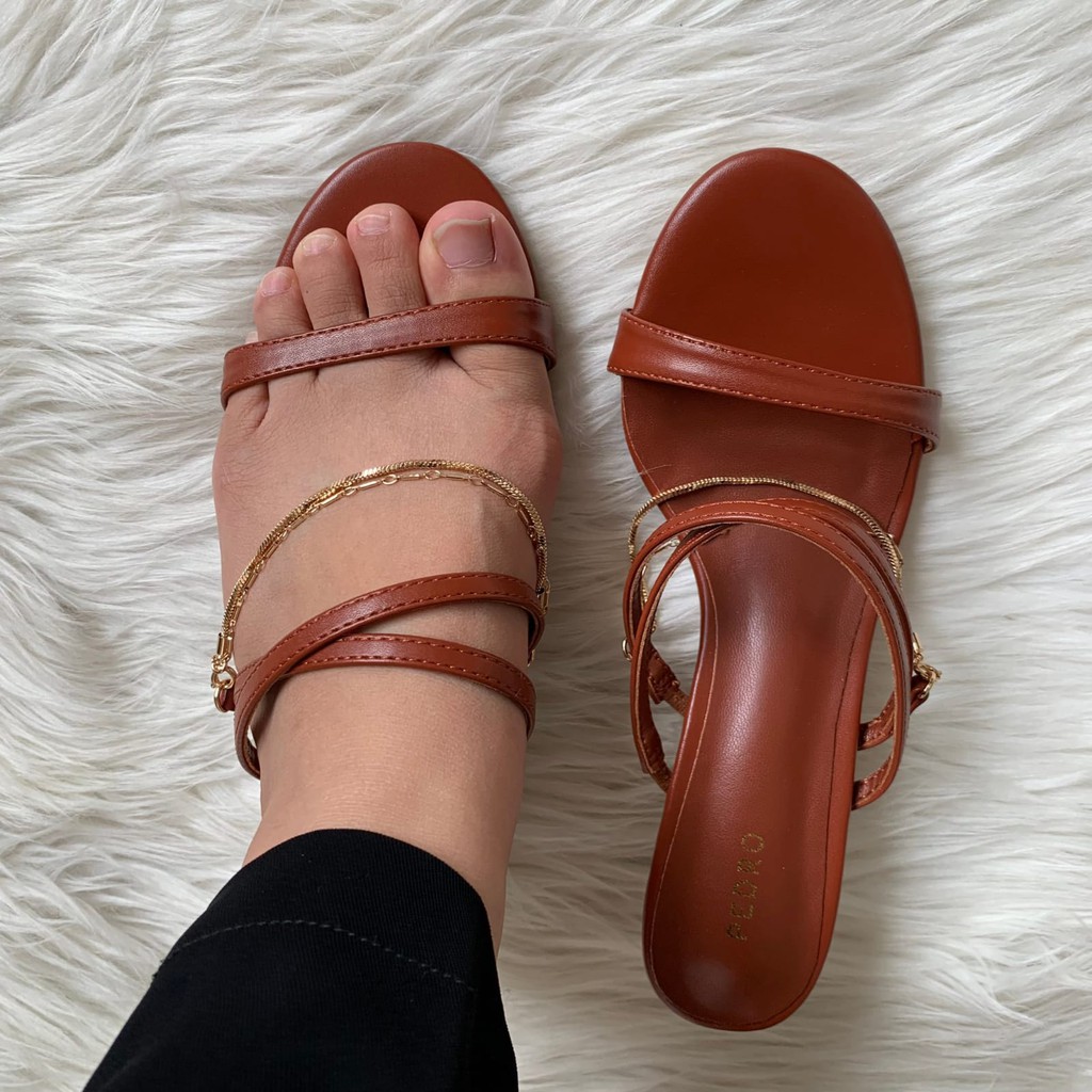 [7.7 Boombastis Sale⚡] - SANDAL WANITA PS085 STRAPPY KITTEN HEEL SANDALS PREMIUM IMPORT