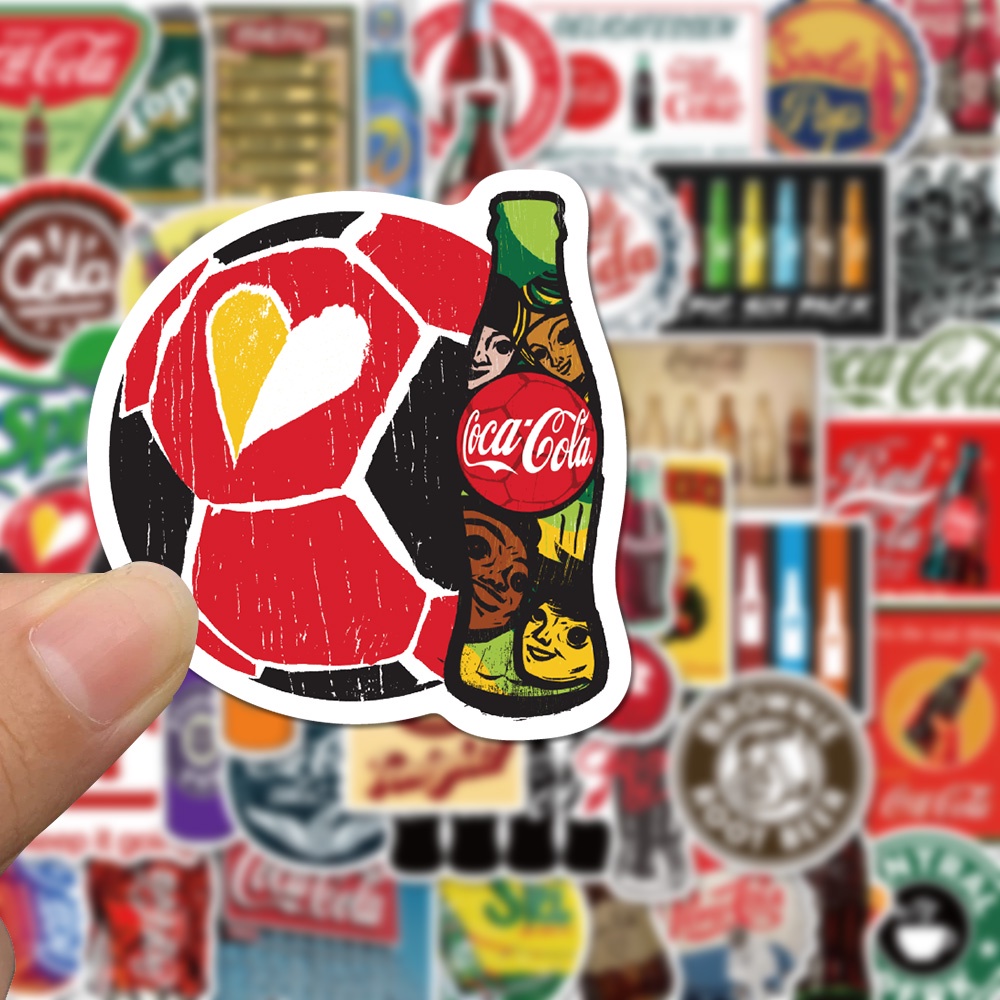 50 Pcs Stiker Desain Kartun Botol cola Tahan Air Untuk Dekorasi laptop