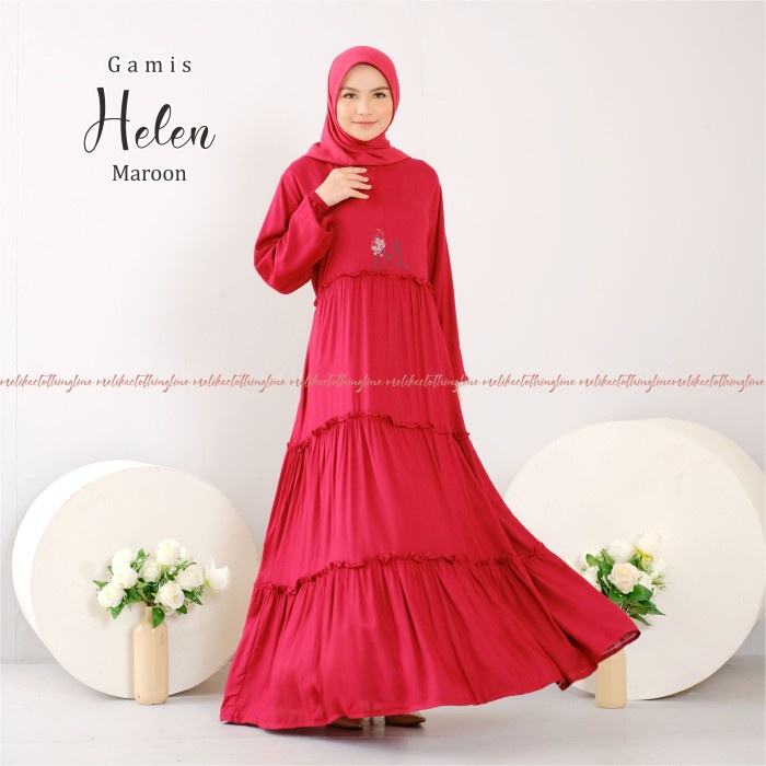 GAMIS MUSLIM / HOME DRESS RAYON HELEN (MAROON)