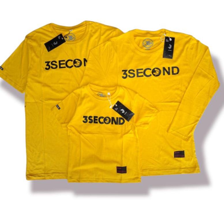 ANAK 1-10 TAHUN KAOS COUPLE FAMILY KELUARGA 3SECOND THREE SECOND THREESECOND WARNA KUNING KUNYIT ▪ P