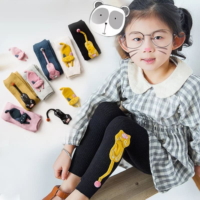 3D Cat Open Feet Legging/ Legging Anak Perempuan