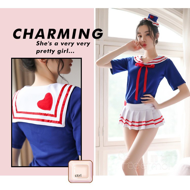 LI-61 HQ japan lingerie heart sailor baju tidur wanita renda sexy