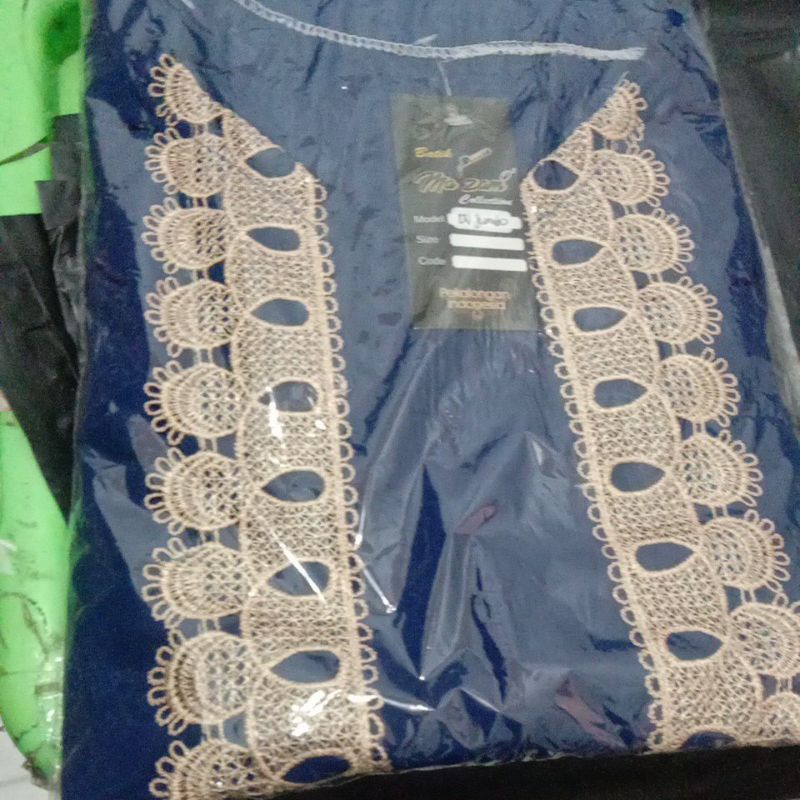 DASTER ARAB TUNIK LULU JUMBO LD 125 standar ld 110 renda full muter-Birel (biru bca)
